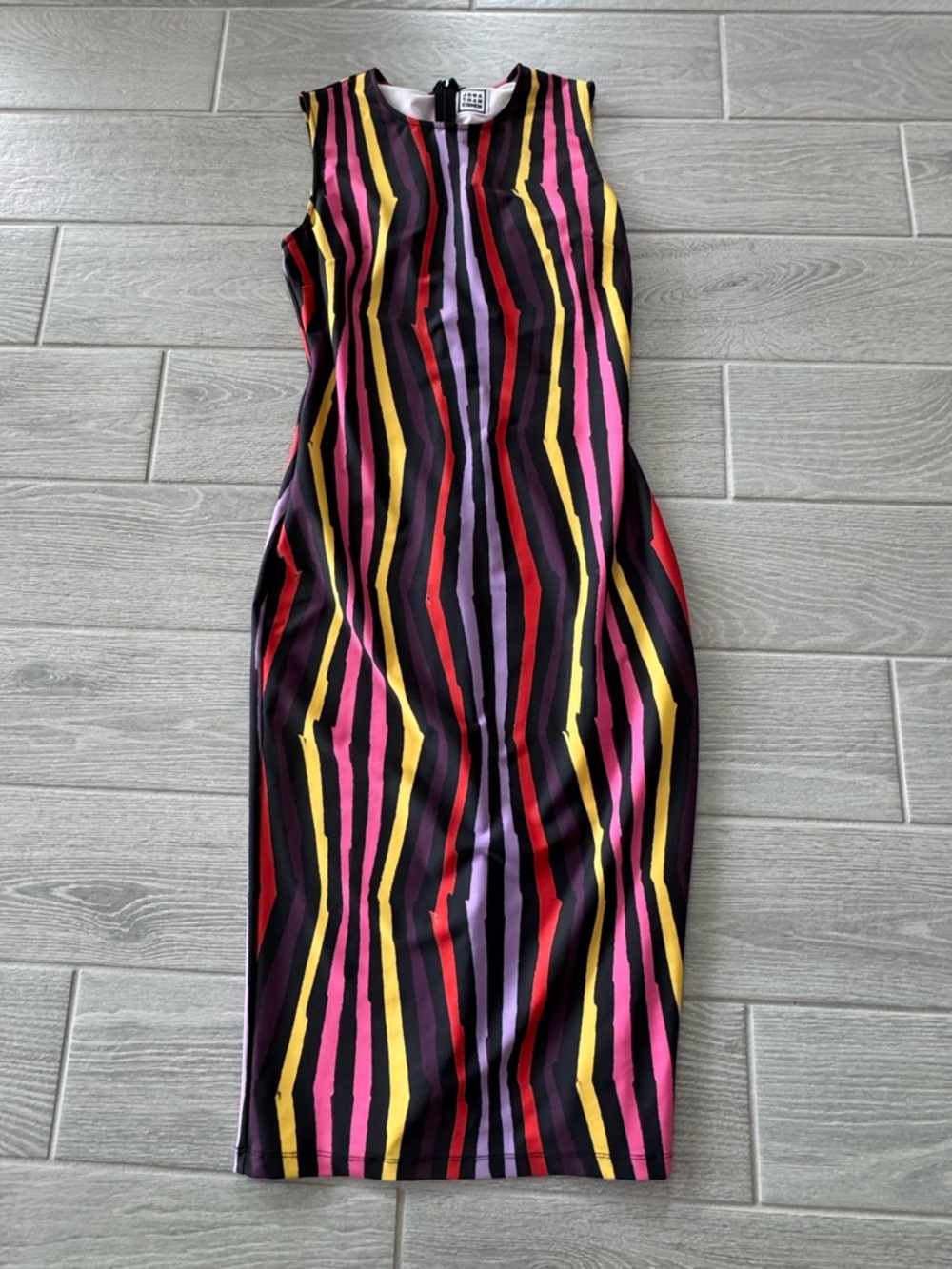 JONATHAN COHEN Sleeveless Rainbow Stripe Flattering Dress Size Large VGUC - Picture 5 of 7